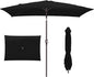 JEAREY 6.5x10 ft Rectangular Patio Umbrellas Rectangle Outdoor Umbrella with Push Button Tilt and Crank, Market Table Umbrella 6 Sturdy Ribs UV Protection for Poolside Garden Backyard Deck, Black