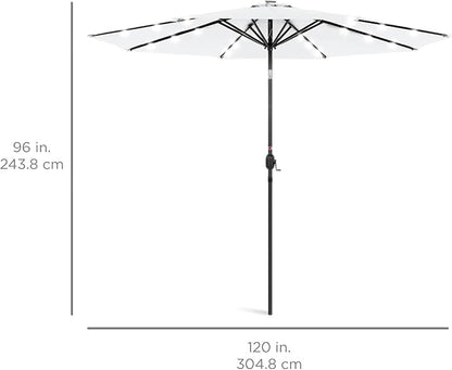 Best Choice Products 10ft Solar Polyester LED Lighted Patio Umbrella w/Tilt Adjustment and UV-Resistant Fabric