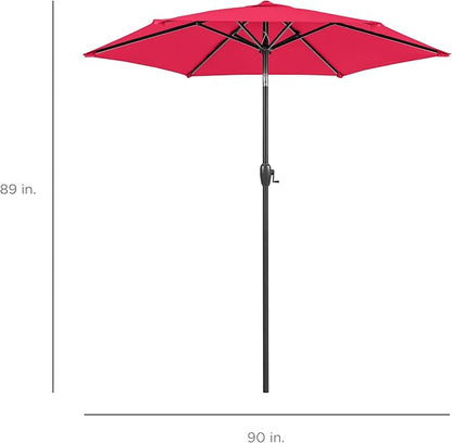 Best Choice Products 7.5ft Heavy-Duty Round Outdoor Market Table Patio Umbrella w/Steel Pole, Push Button Tilt, Easy Crank Lift - Hot Pink