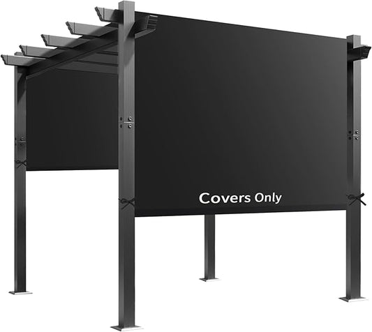 Universal Waterproof Pergola Canopy Shade Cover Replacement - 17'x6.8' Outdoor Sun Shades Canopy Top for Patio Gazebo Deck Balcony Porch, Cover Only (Black)