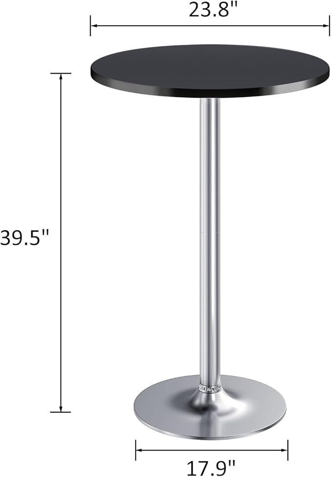 Furmax Bistro Pub Table Round Bar Height Cocktail Table for Home Bar, Small Round Bar Tables for Party, Dining Room, Living Room and Wedding, Metal Base MDF Top Obsidian, 40.6 Inch Height (1, Black-2)