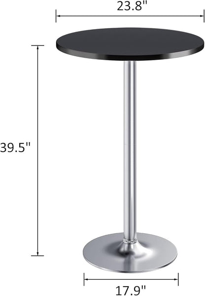 Furmax Bistro Pub Table Round Bar Height Cocktail Table for Home Bar, Small Round Bar Tables for Party, Dining Room, Living Room and Wedding, Metal Base MDF Top Obsidian, 40.6 Inch Height (1, Black-2)