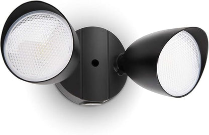 LUTEC 6222B-D2D 3500 Lumen 32 Watt Dusk to Dawn Dual-Head Flood Light Outdoor Waterproof Exterior Security Floodlight Light, Full Metal Design for Patio, Garden, Yard-Black