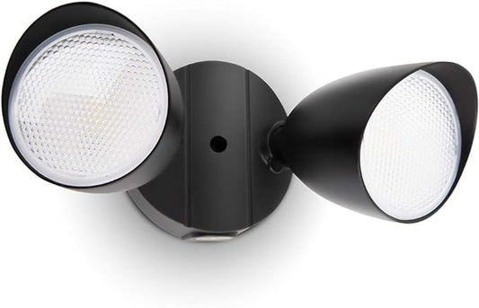LUTEC 6222B 3500 Lumen 32 Watt 28 LED Dual-Head Floodlight Outdoor, Full Metal Design, Waterproof Exterior Security Wall Light 5000K for Patio, Garden, Yard-Black