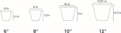 The HC Companies 6 Inch Eclipse Square Planter with Saucer - Indoor Outdoor Plant Pot for Flowers, Vegetables, and Herbs, Slate Blue (Pack of 2)
