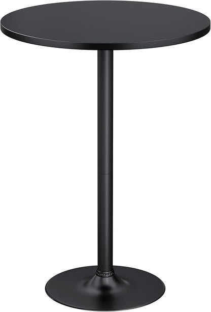 Furmax Bistro Pub Table Round Bar Height Cocktail Table for Home Bar, Round Bar Tables for Party, Dining Room, Living Room and Wedding, Metal Base MDF Top Obsidian, 40.6 Inch Height (1, Dark Black-1)