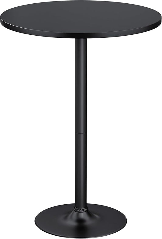 Furmax Bistro Pub Table Round Bar Height Cocktail Table for Home Bar, Round Bar Tables for Party, Dining Room, Living Room and Wedding, Metal Base MDF Top Obsidian, 40.6 Inch Height (1, Dark Black-1)