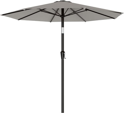 AreShark 9 FT Patio Umbrella for Outdoor, Outdoor Table Umbrella with Push Button Tilt and Crank, Outdoor Patio Umbrellas with 8 Sturdy Ribs for Market, Garden, Pool (Light Gray)