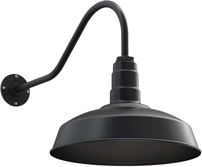 Wall Light, 16-Inch Dome Matte Black Steel Farmhouse Barn Sconce