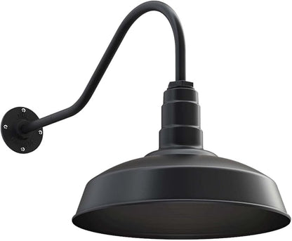 Wall Light, 16-Inch Dome Matte Black Steel Farmhouse Barn Sconce