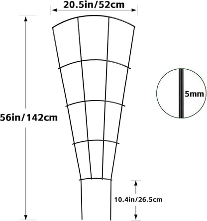 4 Pack 56'' Indoor Plant Trellis for Potted Plants Climbing Outdoor Metal Garden Trellis Houseplants Flowers Vine Ivy,Fan Shape, Black