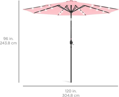 Best Choice Products 10ft Solar Polyester LED Lighted Patio Umbrella w/Tilt Adjustment and UV-Resistant Fabric