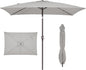 JEAREY 6.5x10 ft Rectangular Patio Umbrellas Rectangle Outdoor Umbrella with Push Button Tilt and Crank, Market Table Umbrella 6 Sturdy Ribs UV Protection for Poolside Garden Backyard Deck, Foggy Gray