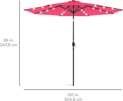 Best Choice Products 10ft Solar Polyester LED Lighted Patio Umbrella w/Tilt Adjustment and UV-Resistant Fabric