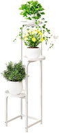 Plant Stand Indoor Outdoor 3 Tier Metal Plant Shelf for Multiple Plants Corner Flower Holders for Living Room Balcony Bedroom Patio Garden, Black (White, 3-Tier)