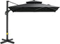 Outsunny 10ft Offset Patio Umbrella, Hanging Cantilever Umbrella, Square Shape, Aluminum Cross Base, Tilt, 360-Degree Rotation