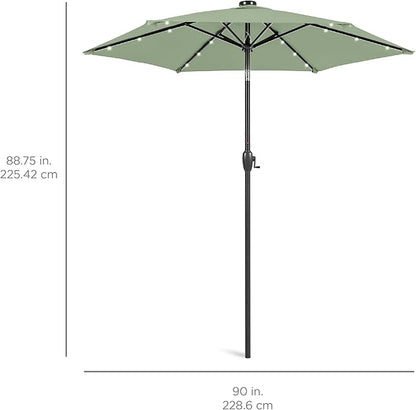 Best Choice Products 7.5ft Outdoor Solar Market Table Patio Umbrella for Deck, Pool w/Tilt, Crank, LED Lights - Sage Green