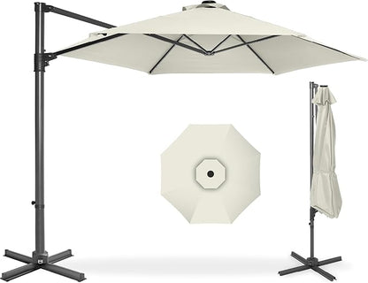 Best Choice Products 10ft Offset Cantilever Hanging Market Patio Umbrella, Smooth 360° Rotation, 8 Sturdy Ribs, Easy Adjustment - Ivory