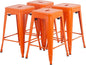 FDW Metal Bar Stools Set of 4 Counter Height Bar Stools 24 Inches Industrial Bar Chairs Patio Stool Stackable Backless Stool Indoor Outdoor Metal Kitchen Stools Bar Chairs (Orange, 24")