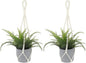 2 PCS Macrame Plant Hanger Indoor Hanging Plant Holder Hand-Woven Cotton Rope Flower Pot Basket with Metal Hook Rings Window Plant Hanger for Outdoor Hanging Pots Home Boho Decor, No Tassels, 23.6"
