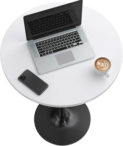 Furmax Bistro Pub Table Round Bar Height Cocktail Table for Home Bar, Small Round Bar Tables for Party, Dining Room, Living Room and Wedding, Metal Base MDF Top Obsidian, 40.6 Inch Height (4, White-1)