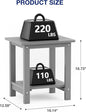 Side Tables Set of 2, 16-Inch HIPS Outdoor End Tables in Grey