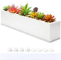 16.1 x 3.2 x 3.5 Inch Long Rectangular Planter Box Window Sill Plant Box Metal Water Trough Indoor Large Modern Steel with Drainage Holes Herb Garden Home(White)