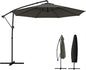 Outsunny 10 ft Offset Patio Umbrella with Cover, Round Hanging Cantilever Umbrella with 6-Position 360° Rotation, Crank Handle, Tilt, Cross Base, Heavy Duty Outdoor Umbrella for Garden