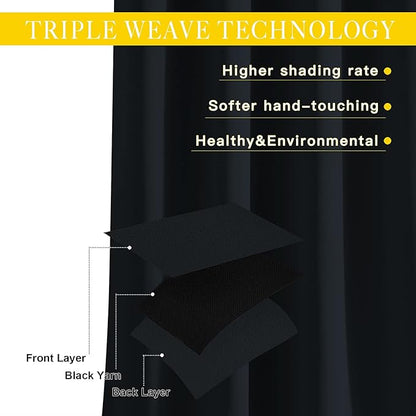 NICETOWN Blackout Curtain for Sliding Glass Door, Patio Door Curtains, Thermal Insulated Wide Drapes/Draperies Light Blocking for Bedroom/Porch (Black, 1 Panel, 80" W by 108“)