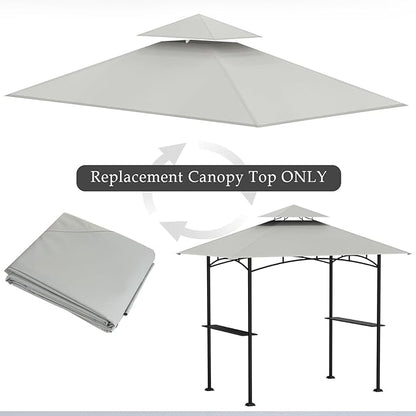 Grill Gazebo Replacement Top, 5 * 8 Outdoor BBQ Top Cover, Double Layer BBQ Gazebo Top Canopy for Model #L-GG001PST-F (Gray)