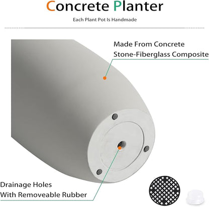 Tall Planters for Outdoor Plants, Large Concrete Flower Pots for Garden Front Porch, Patio, Indoor (Gray)