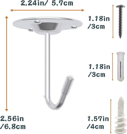 NACETURE Ceiling Hooks for Hanging Plants 3 Pack - Plant Hanger Indoor Hanging Hooks Metal Plant Bracket Iron Lanterns Hangers for Wind Chimes (Stainless Steel 3 Pack)