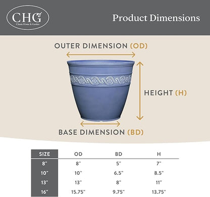 Classic Home and Garden Corinthian Resin Planter Pot - Outdoor & Indoor Plant Pot - Round Planter for Plants & Flowers (10" Desert Tan, Pack of 1)