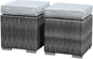 Patiorama 2 Pieces Assembled Outdoor Patio Ottoman, Indoor Outdoor All-Weather Grey Wicker Rattan Outdoor Footstool Footrest Seat with Light Grey Cushions, No Assembly Required
