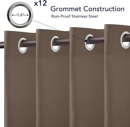 PureFit Outdoor Curtains for Patio Waterproof Weatherproof, UV and Fade Resistant Outside Curtains for Gazebo, Front Porch, Pergola, Sun Blocking Privacy Curtain, 100W x 108L inch, 1 Panel, Camel