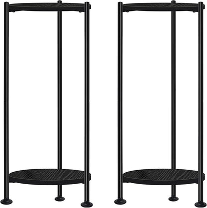 2-Pack Plant Stand Indoor Outdoor, 30'' Tall Plant Stands for Indoor Plants, Heavy Duty Indoor Plant Shelf, 2 Tier Display Rack for Living Room, Balcony, Deck, Black