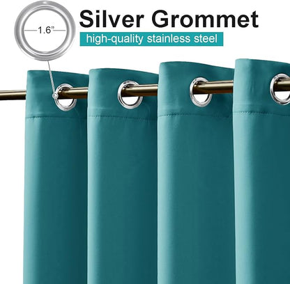 NICETOWN Peacock Teal Outdoor Curtains for Patio Waterproof 108" Long, Triple Weave Rustproof Grommet Thermal Insulated Privacy Room Darkening for Gazebo/Pergola, W52 x L108, 1 Panel