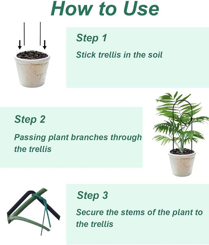 Small Plant Trellis for Climbing Plants Indoor - 13.8 Inch Trellis Indoor with Different Patterns for Vine Ivy Flower Plant Support, Metal Garden Trellis for Potted Plants, Set of 4 (Black)
