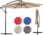 OLIXIS Offset Patio Umbrella, 9.7FT Cantilever Table Umbrellas for Outdoor Sun Shade UV Protection with Easy Tilt Adjustment, 8 Ribs for Backyard, Lawn, Garden, Pool - Khaki