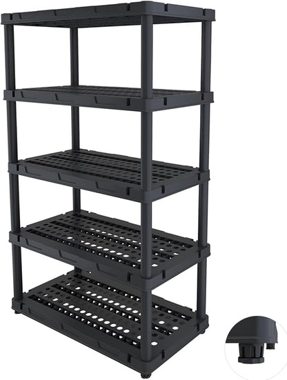 Plastic Storage Shelves, Plastic Heavy Duty Shelves 16.93" D x 35.43" W x 72.44" H,5-Tier Garage Storage Shelving, Shelving Units and Storage