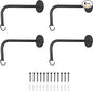 Ilyapa 4 Pack Metal Plant Wall Hanger Hooks - 7 in. Hook for Hanging, Baskets, and Macrame, Indoor Hangers in Matte Black Finish, Wall Planters