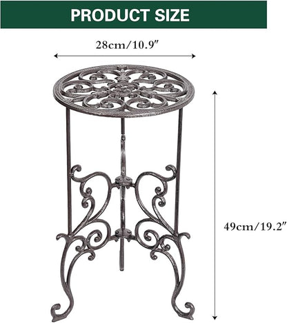 Sungmor Heavy Duty Cast Iron Potted Plant Stand,19.3-Inch 1 Tier Metal Planter Rack,Decorative Flower Pot Holder,Vintage & Rustic Style Indoor Outdoor Garden Pots Container Supports