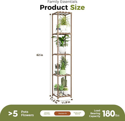 Bamworld Corner Plant Stand Indoor Tall Plant Shelf 5-tier Wood Plant Holder for Multiple Plants Flower Stands Plants Rack Living Room Garden Patio Lawn Window
