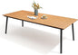 95" Patio Outdoor Dining Table for 8-10, Weather-Resistant Wood-Grain Top with Aluminum Frame & Umbrella Hole for Deck Gatherings, Brown
