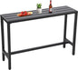 Outdoor Bar Table, Patio Console Pub Height Tables with Powder Coated Steel Frame, Weather Resistant Waterproof Top for Hot Tub, Balcony, Garden, Yard, Poolside (Black, 55" Bar Table)