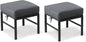 2 Pieces Outdoor Ottomans for Patio, No-Assembly Aluminum Outdoor Patio Footstool with Gray Cushions, Small Aluminum Patio Seat for Porch Yard Garden Deck, Grey Frame