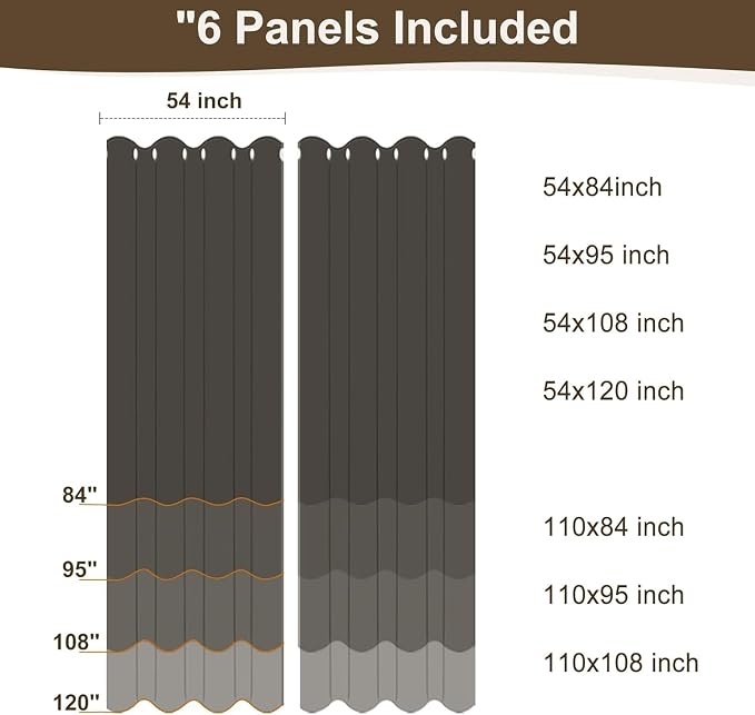 HolidayIdeas Outdoor Curtains for Patio Waterproof 6 Panels 54x84 - Image 9