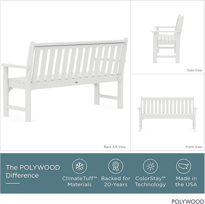 POLYWOOD Vineyard 60" Outdoor Patio Bench, White