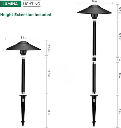 Lumina Lighting® 3W Landscape Lighting 12V Landscape Lights Low Voltage Landscape Path Lights Warm White Waterproof Outdoor Replaceable G4 LED Bulb for Garden Pathway Lawn Yard (Black, 2-Pack)