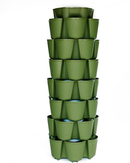 Greenstalk 7 Tier Leaf Vertical Planter for Growing a Variety of Strawberries, Vegetables, Herbs, & Flowers (Evergreen)